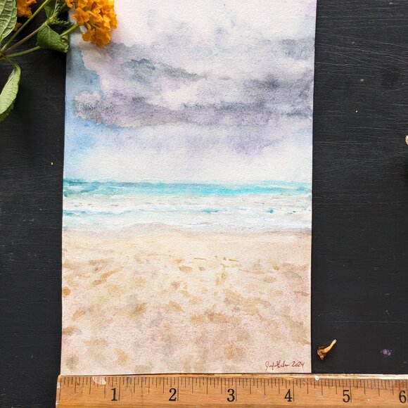 "Storm Rolling In" - Tiny Original Watercolor Painting - Picture 3 of 6